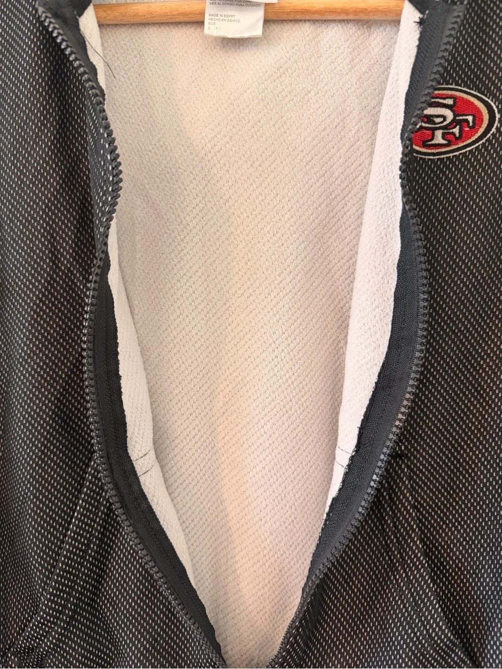 San Francisco 49ers NFL Team Apparel Kids Small 6/7 Black Full Zip Mesh Hoodie